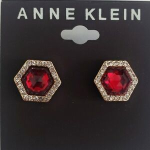 🎄ANNE KLEIN Red Crystal Earrings